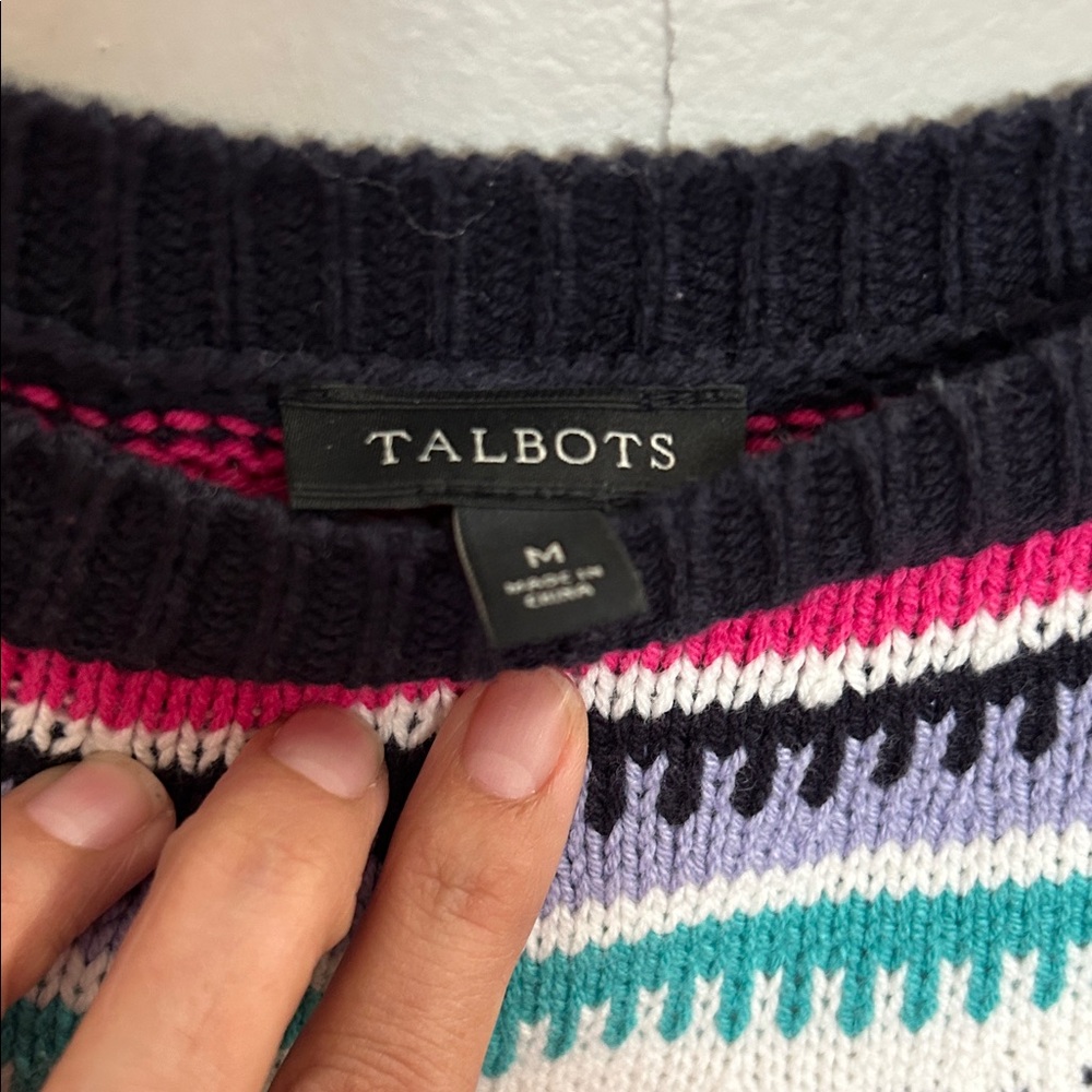 Talbots Black Multicolor Patterned Women's Sweater - image 2